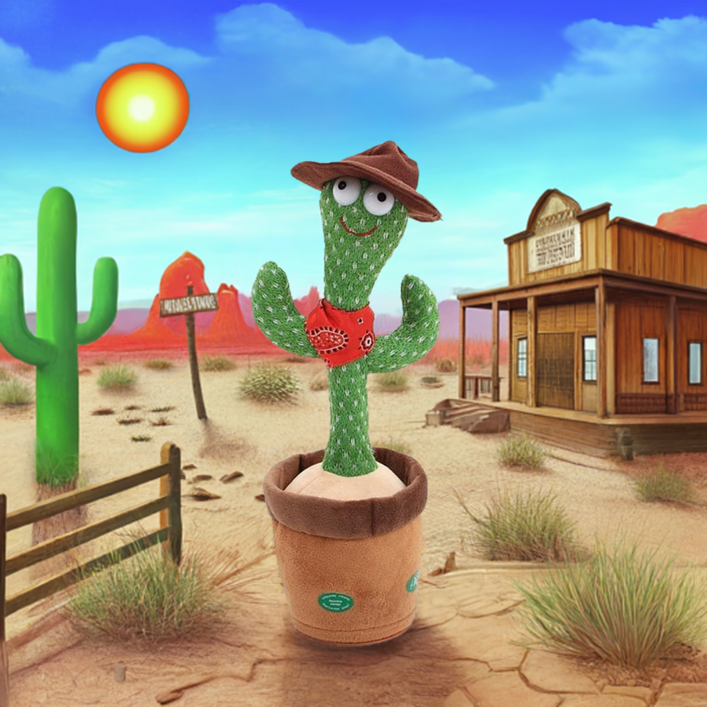 Cowboy Dancing Cactus Toy with Hat & Bandana