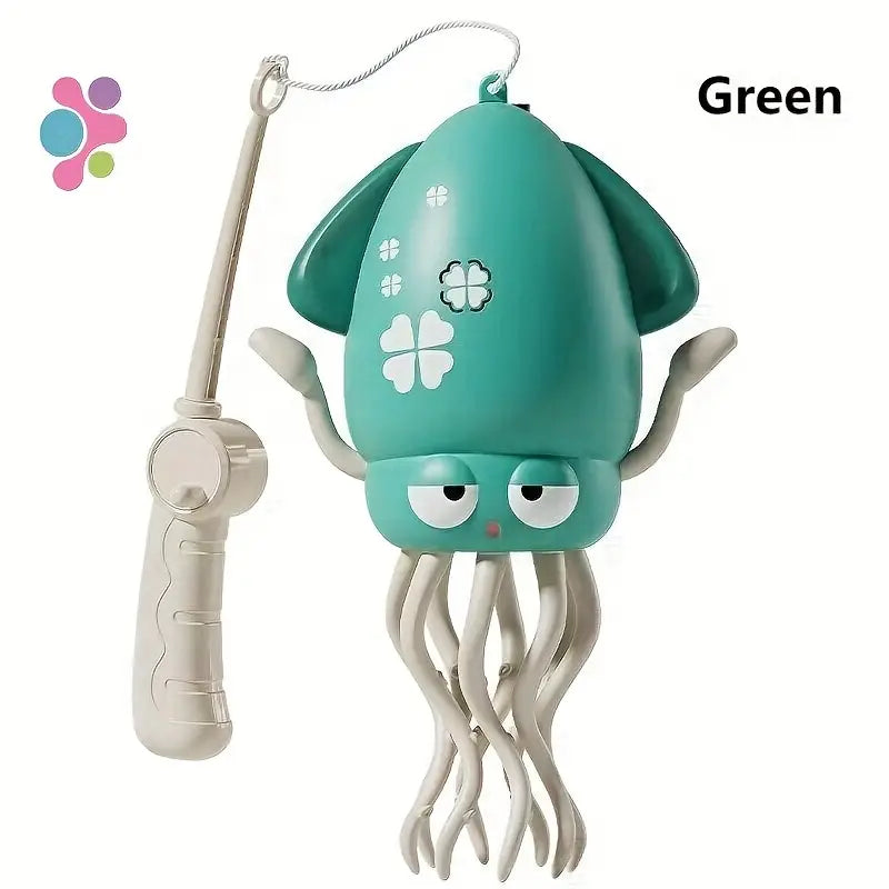 Green squid toys displayed with lantern handle – color options for squid sensory toy