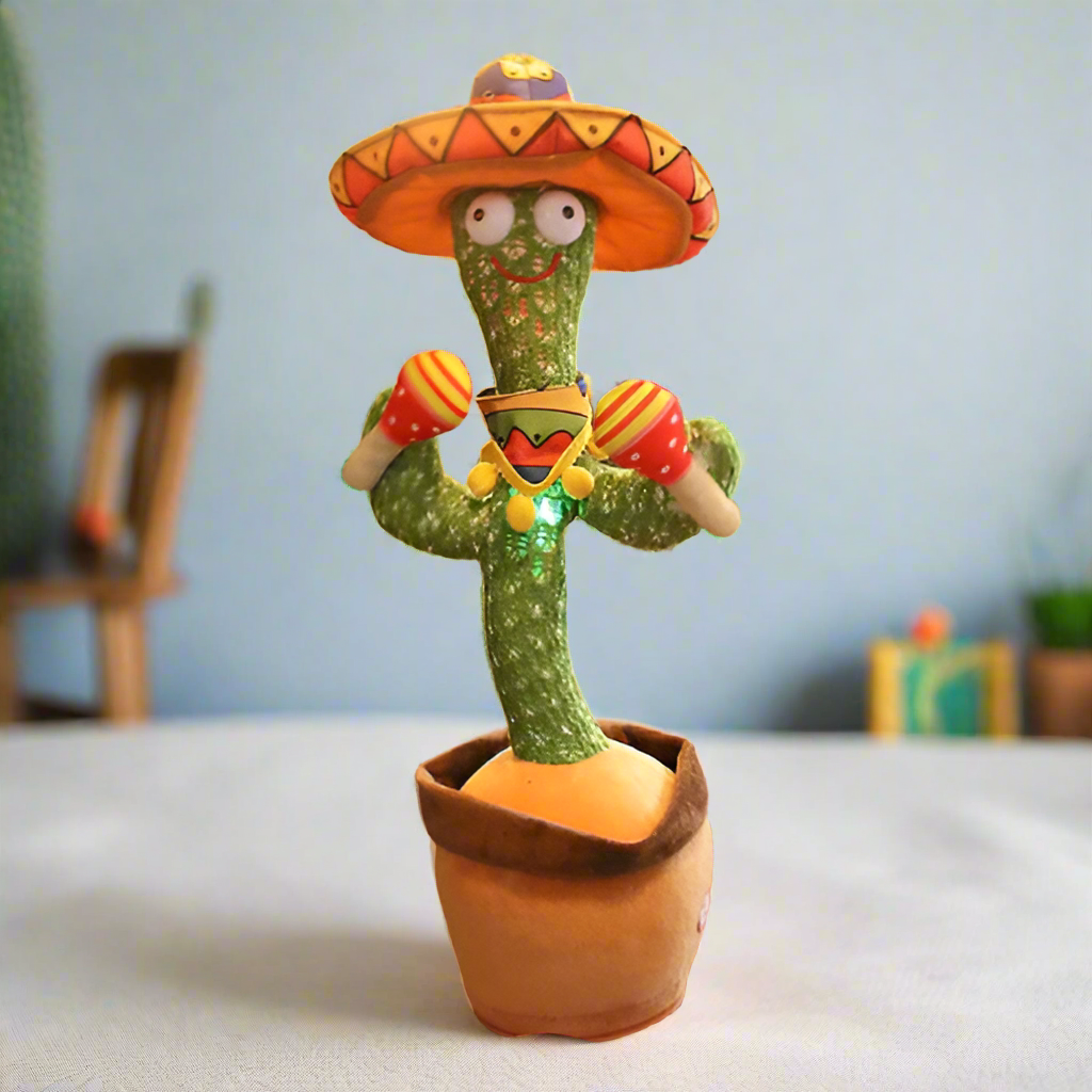Sombrero Dancing Cactus with Maracas in room