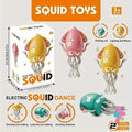 Product packaging with yellow squid toy and movement icons – viral TikTok dancing squid toy